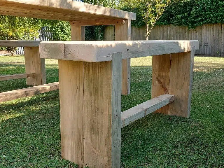 Rustic Table and Bench Set - warriorgarden