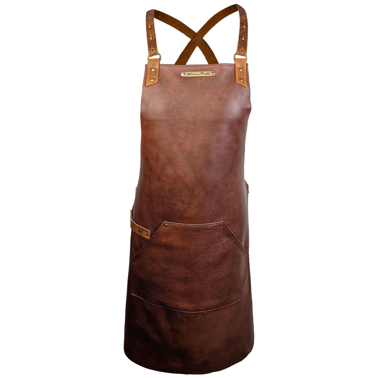 The XL BBQ cross strap DELUXE leather apron - warriorgarden