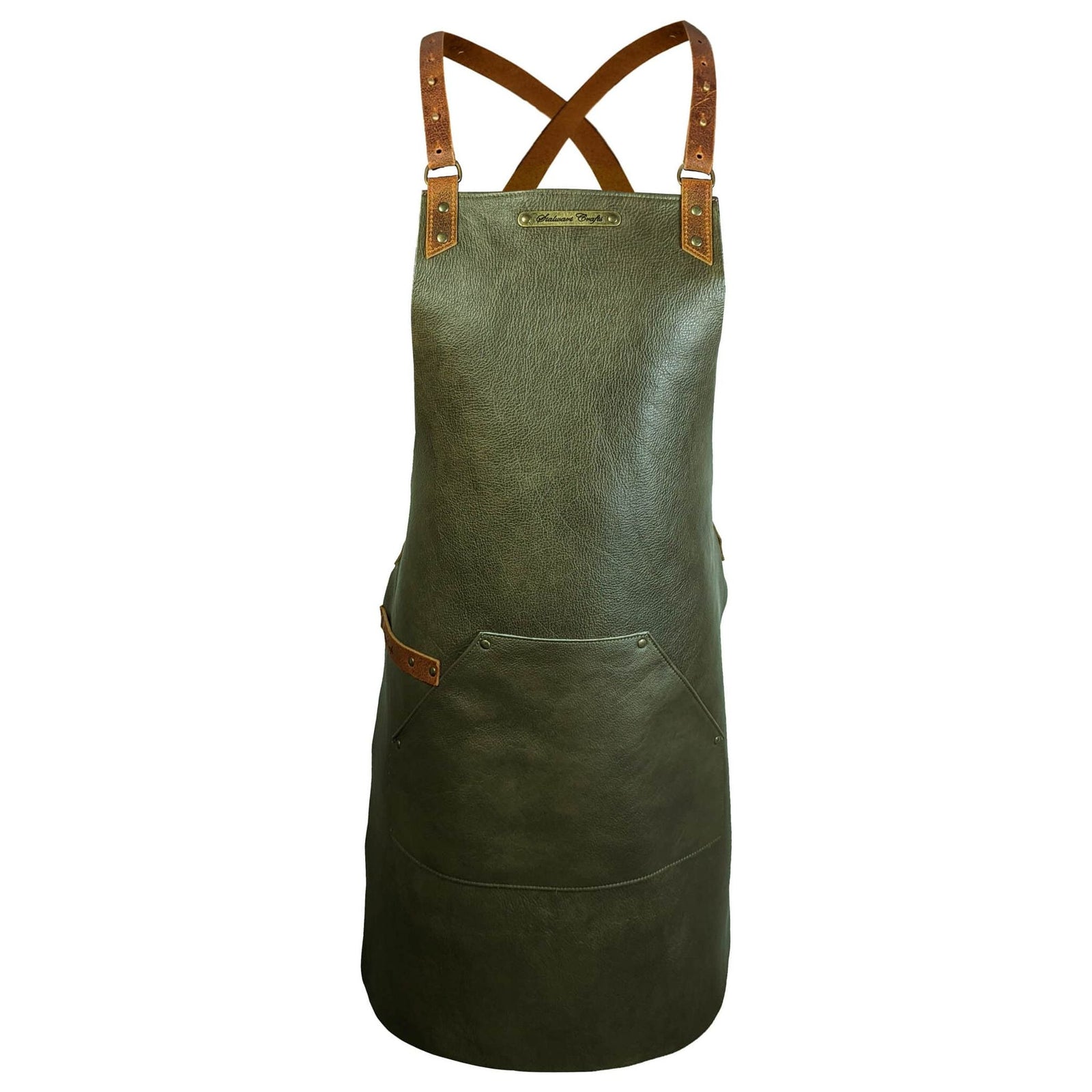 The XL BBQ cross strap DELUXE leather apron - warriorgarden