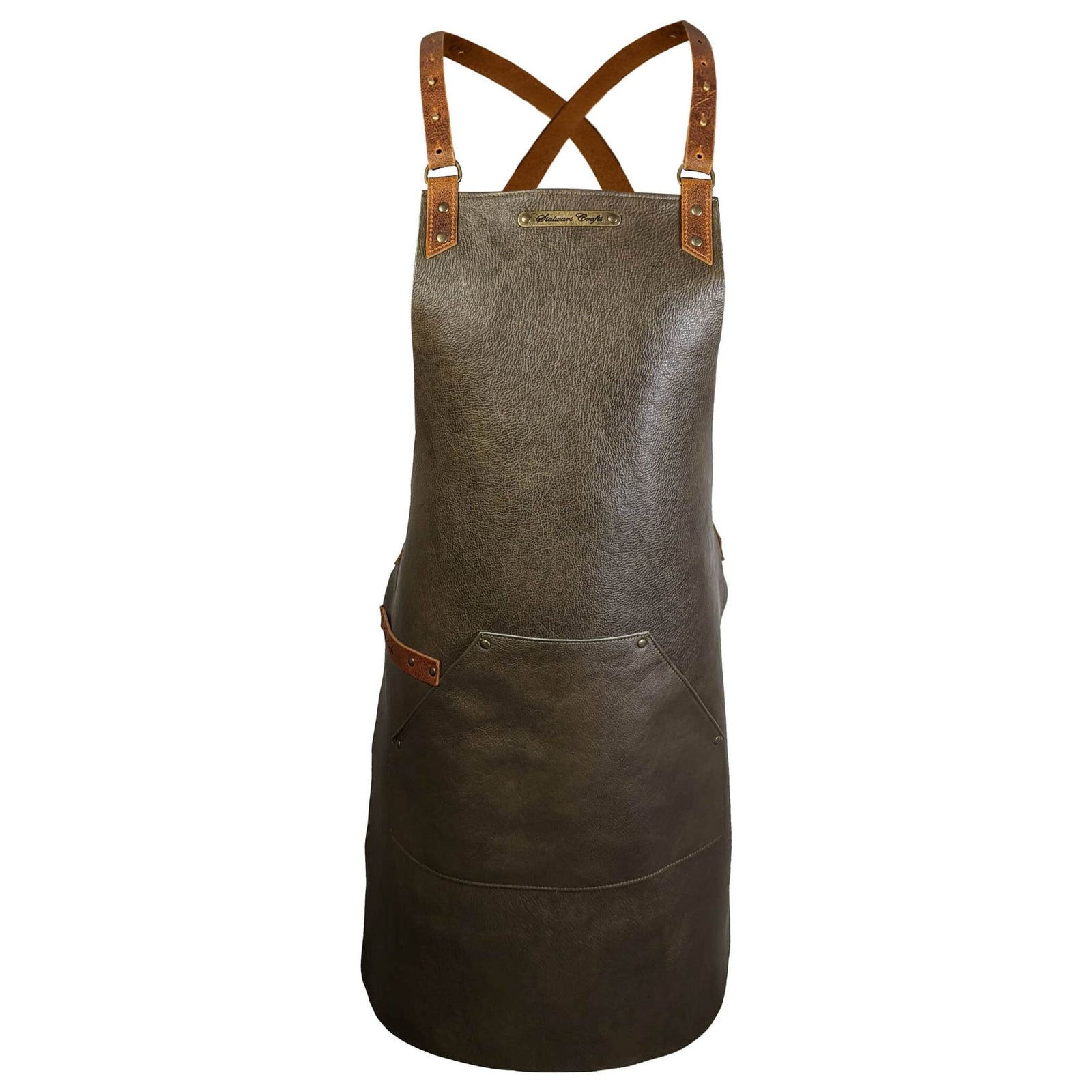 The XL BBQ cross strap DELUXE leather apron - warriorgarden