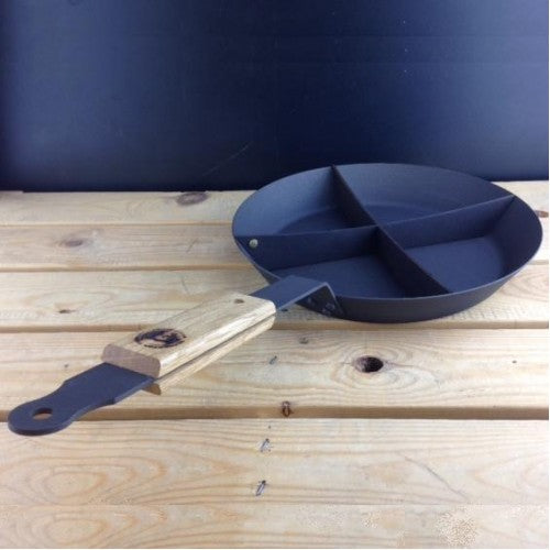 12" Spun Iron Breakfast Pan with Divider - warriorgarden
