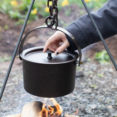 Campfire porridge cooking in Crochta pot outdoor