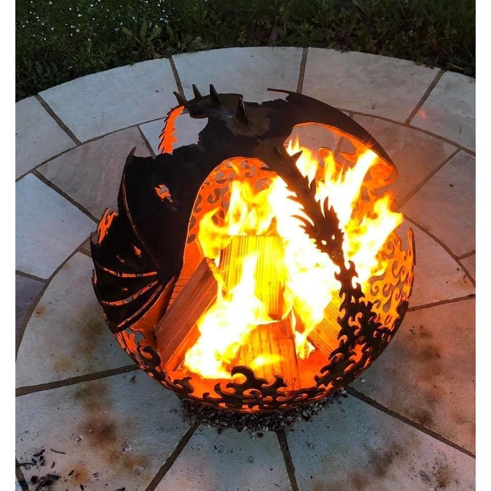 dragon fire bowl on patio