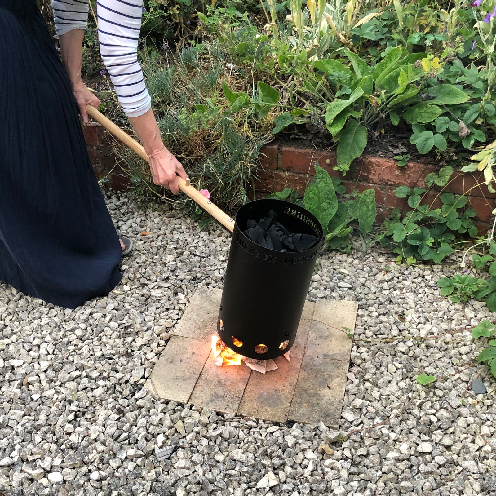 Charcoal Chimney with Oak Handle - warriorgarden