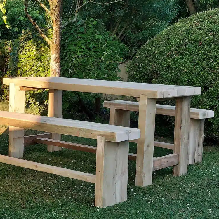Rustic Table and Bench Set - warriorgarden
