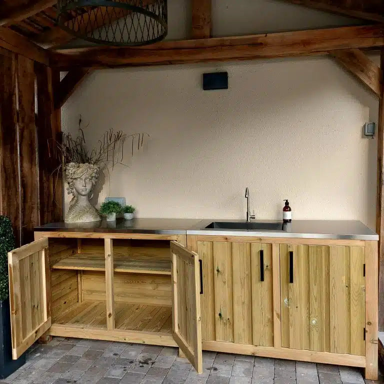 Rustic Outdoor Kitchen Cabinet with Sink - warriorgarden