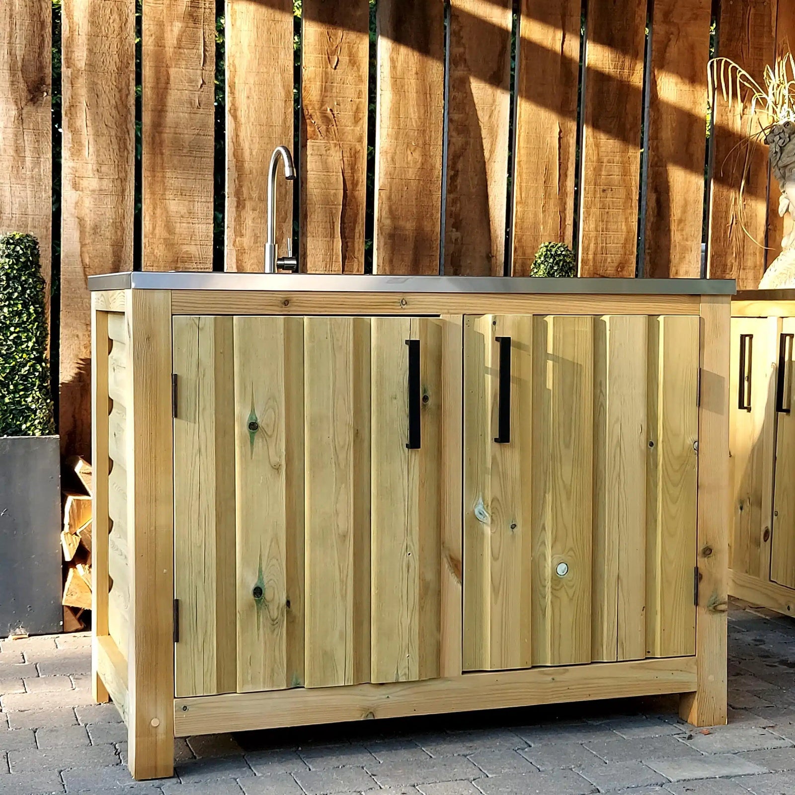 Rustic Outdoor Kitchen Cabinet with Sink - warriorgarden