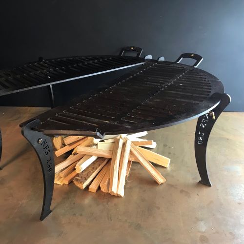 24" Black Iron split BBQ Chapa - warriorgarden