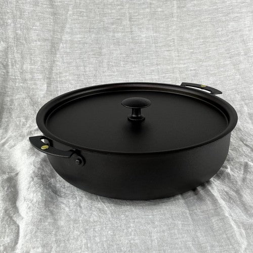 9" Deep Prospector Pan with Double Steel Handles and Lid - warriorgarden