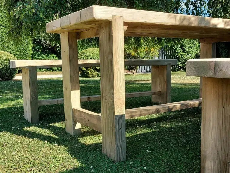 Rustic Table and Bench Set - warriorgarden