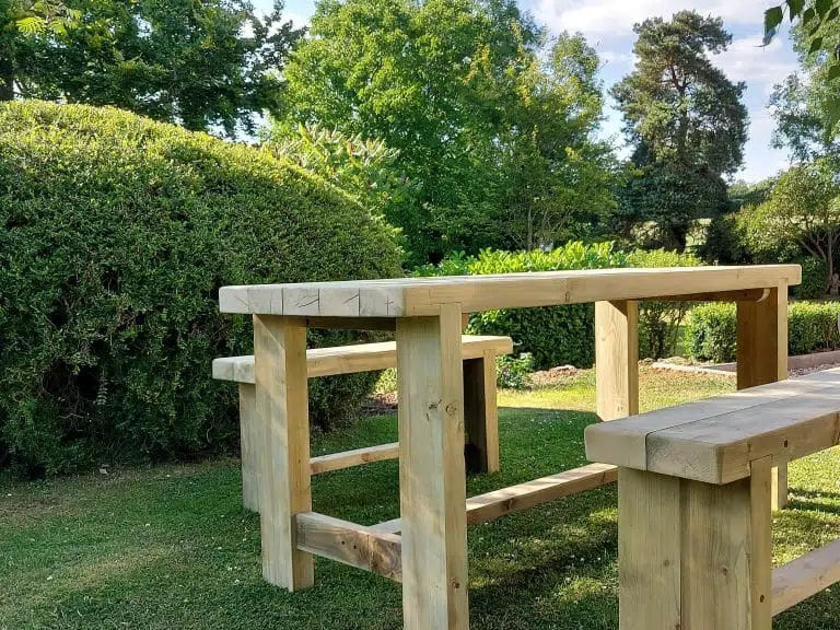 Rustic Table and Bench Set - warriorgarden
