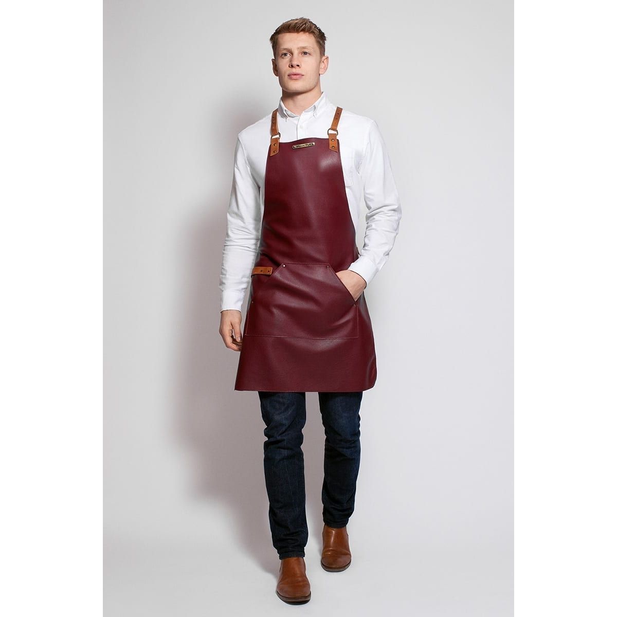 The XL BBQ cross strap DELUXE leather apron - warriorgarden