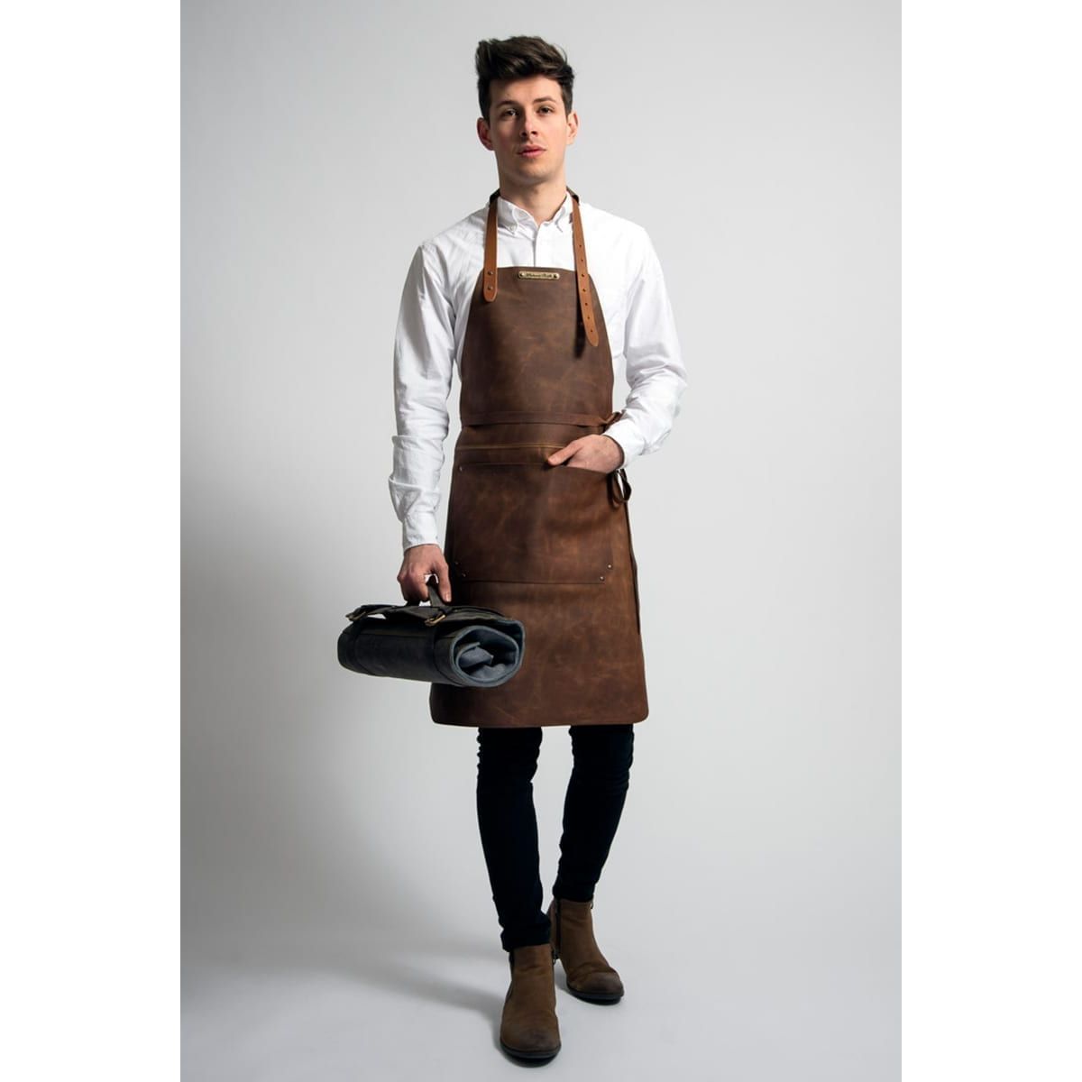 The XL Classic BBQ, rustic leather apron - warriorgarden