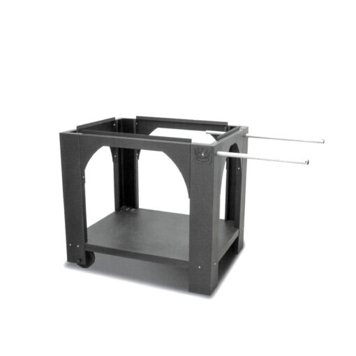Close-up of side shelf and under-storage shelf on Clementi oven stand
