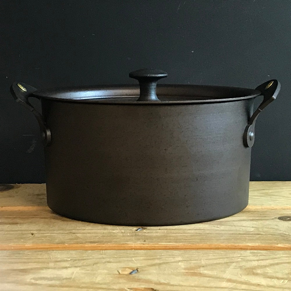6″ Spun Iron Stock Pot with Lid - warriorgarden