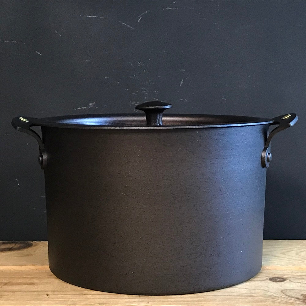 7" Spun Iron Stock Pot with Lid - warriorgarden