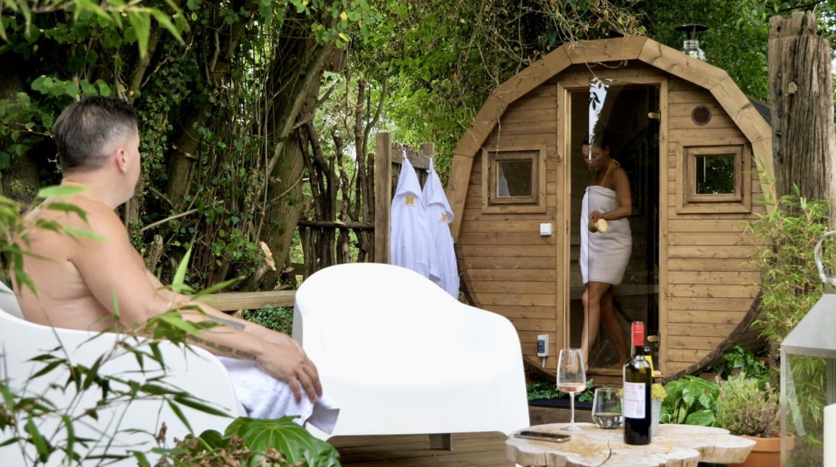 The Baltic Sauna, half panoramic window, 2.4 metre - warriorgarden