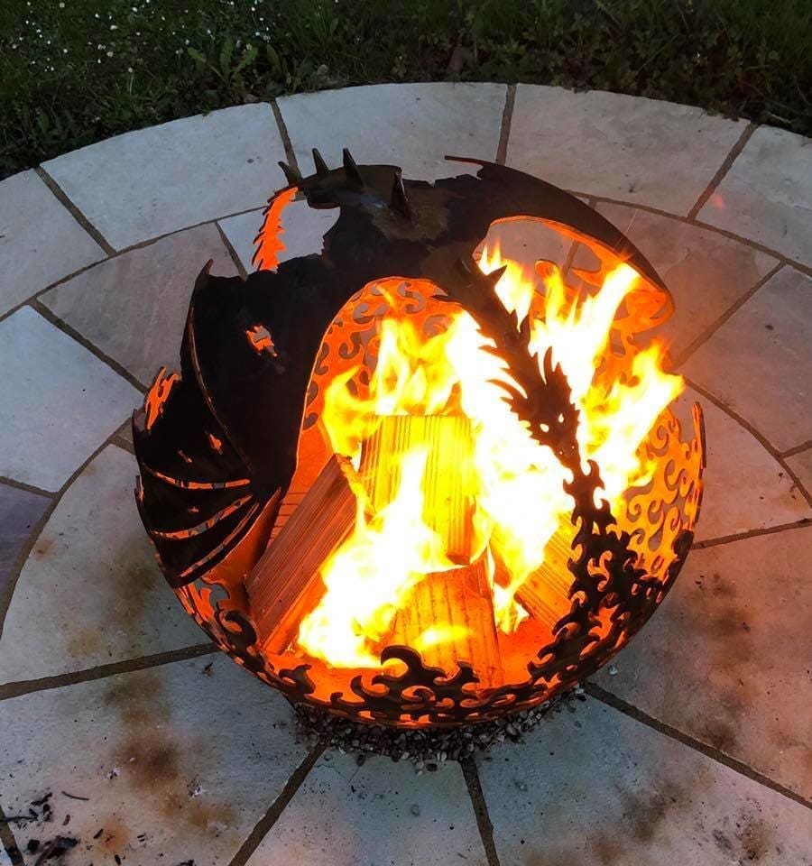 dragon fire bowl on patio