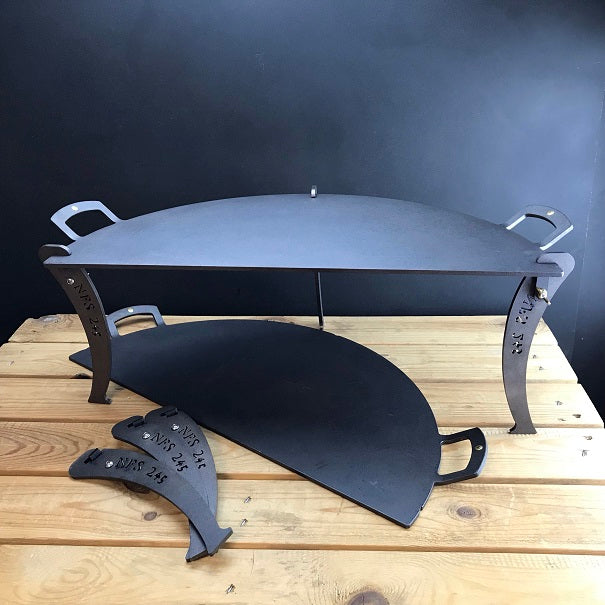 24" Black Iron Split Chapa Griddle Plate - warriorgarden