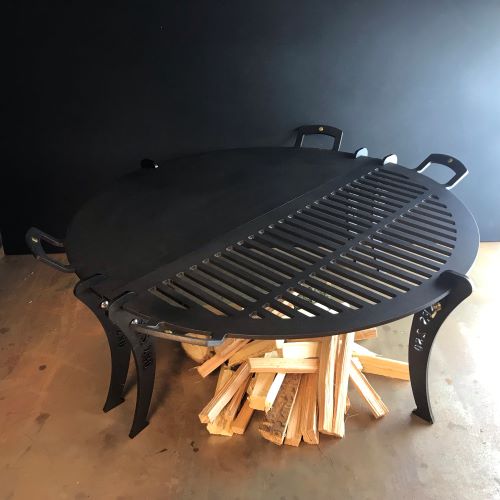 24″ Black Iron Split BBQ and Griddle Chapa - warriorgarden