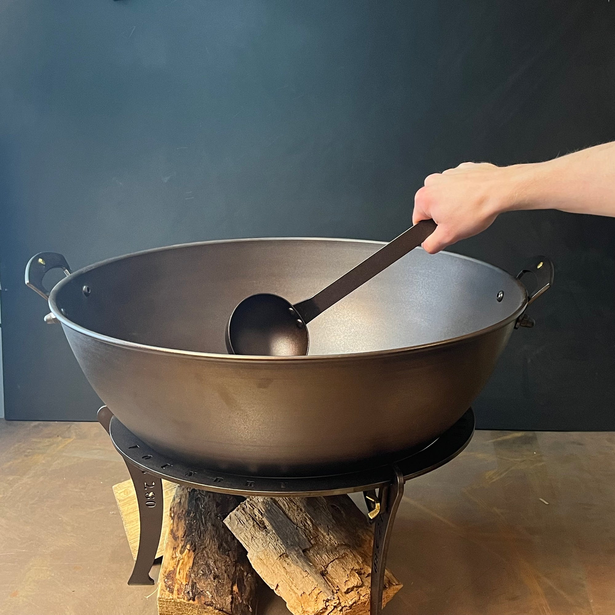 Spun Iron Cauldron & Stand