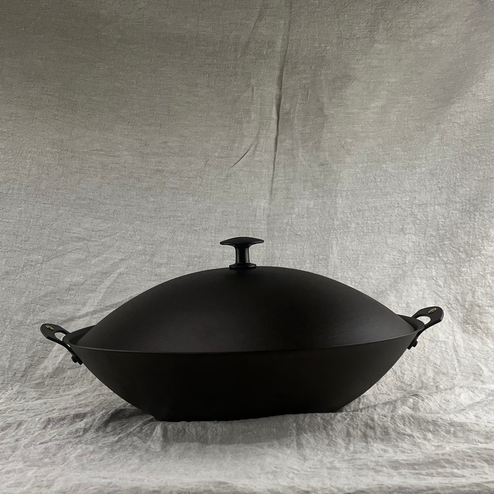 13" Spun Iron Prospector Wok with Lid – Double Handle - warriorgarden