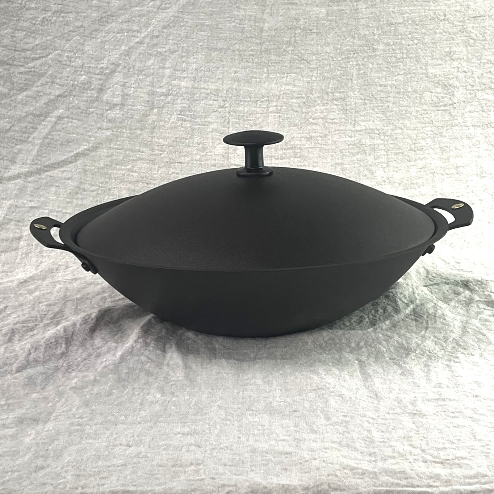 11" Spun Iron Prospector Wok with Lid - Double Handle - warriorgarden