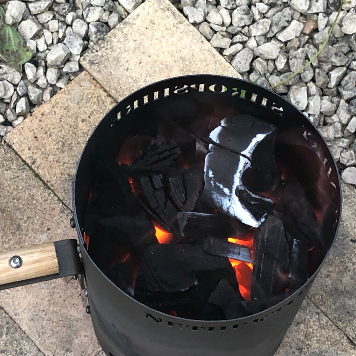 Charcoal Chimney with Oak Handle - warriorgarden