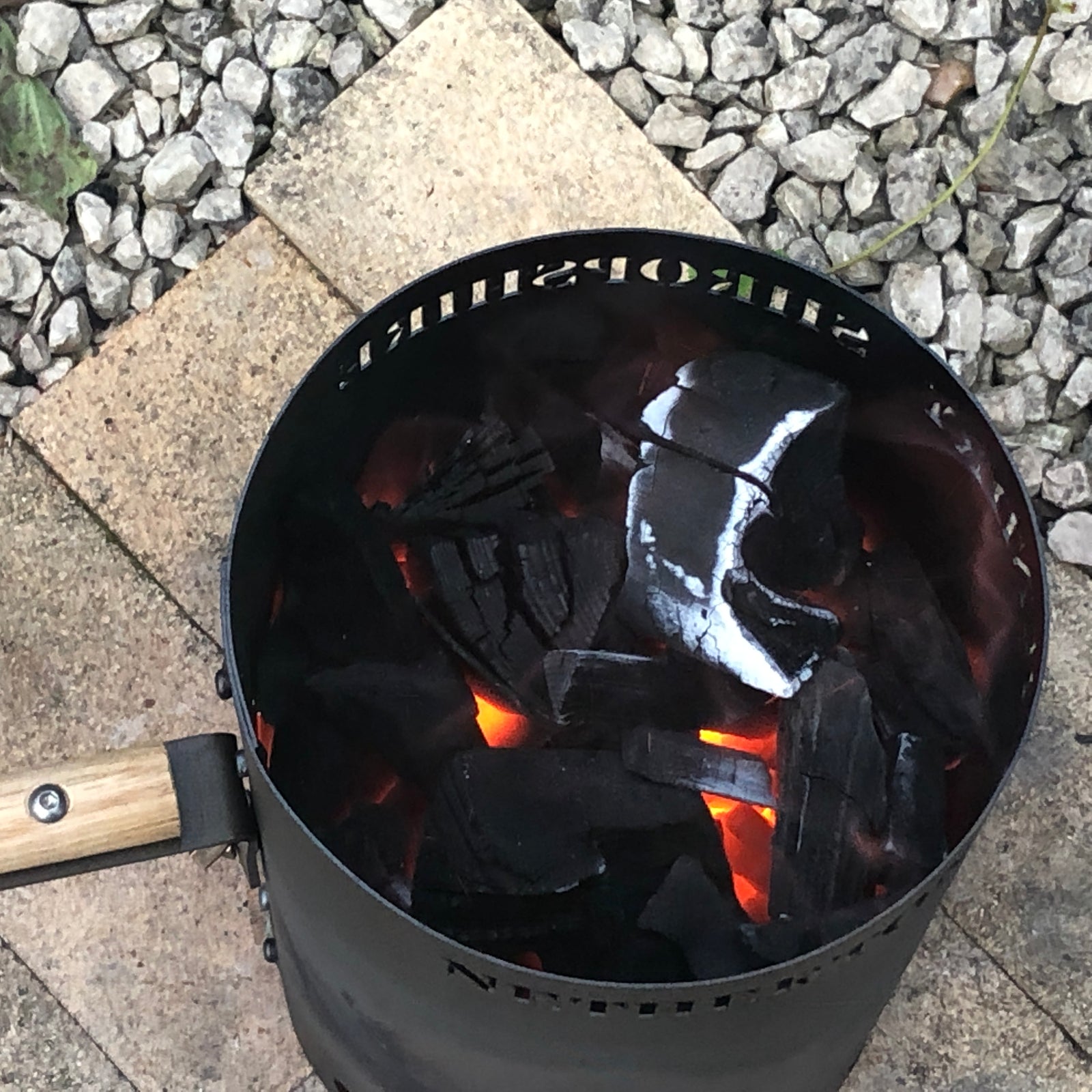 Charcoal Chimney with Oak Handle - warriorgarden