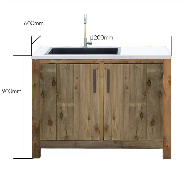 Rustic Outdoor Kitchen Cabinet with Sink - warriorgarden