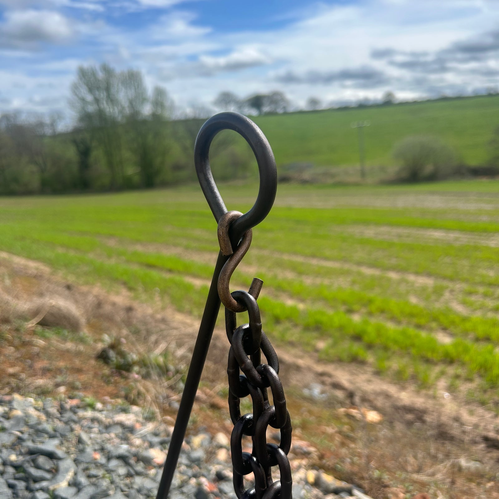 Steel Stake & Chain for Open Fire Cooking – Crochta Pan Accessory - warriorgarden