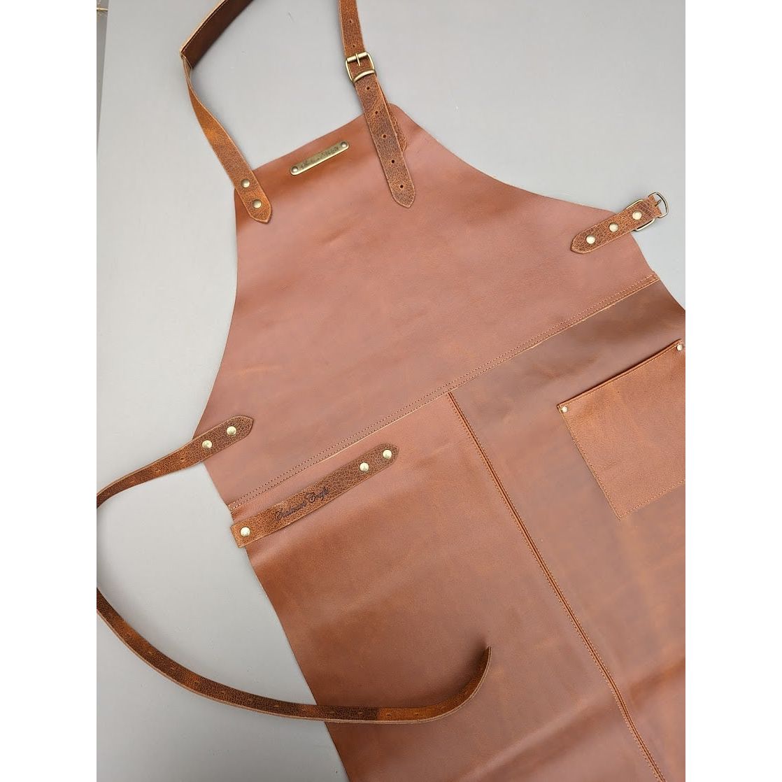 The classic BBQ, rustic leather apron 'eco' - warriorgarden