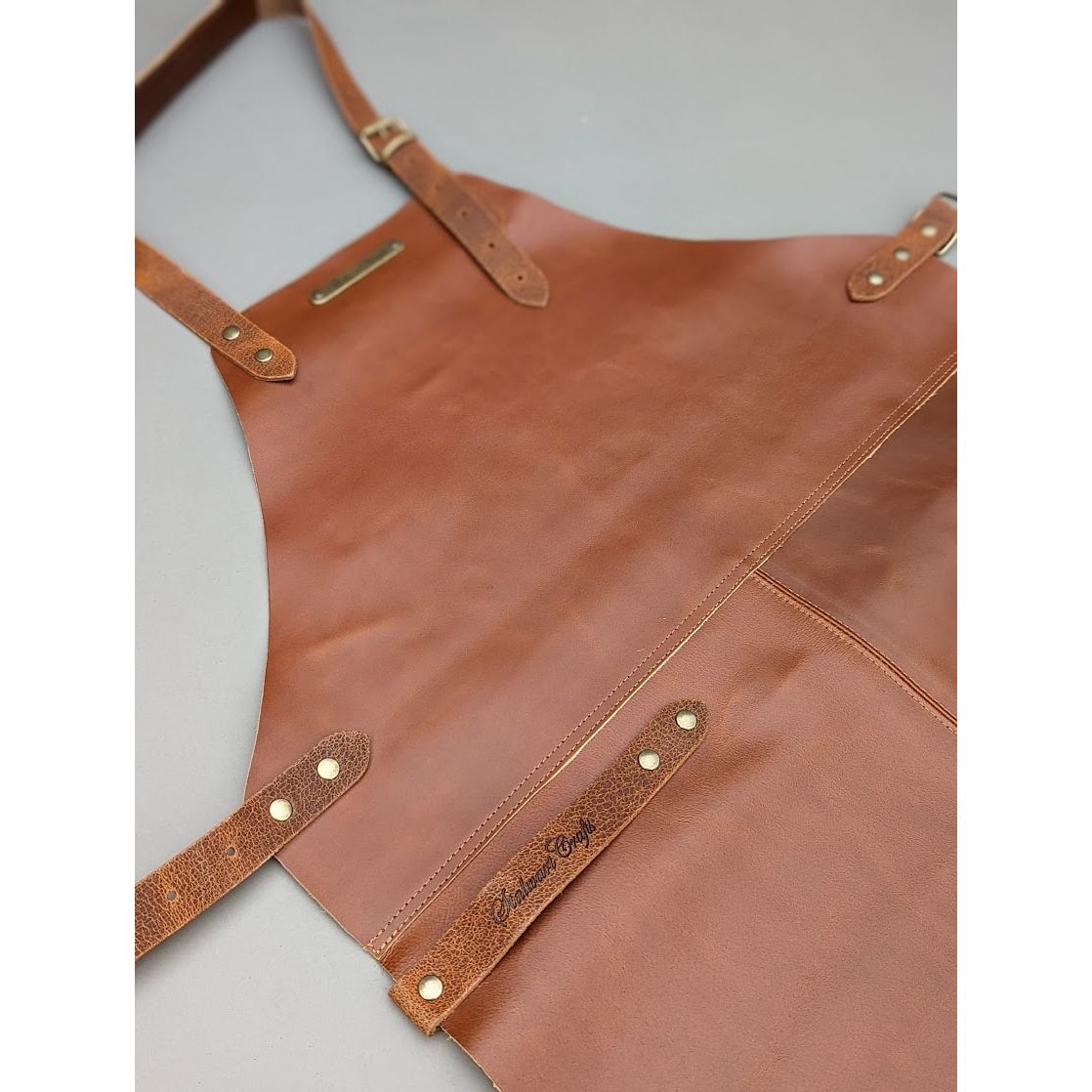 The classic BBQ, rustic leather apron 'eco' - warriorgarden
