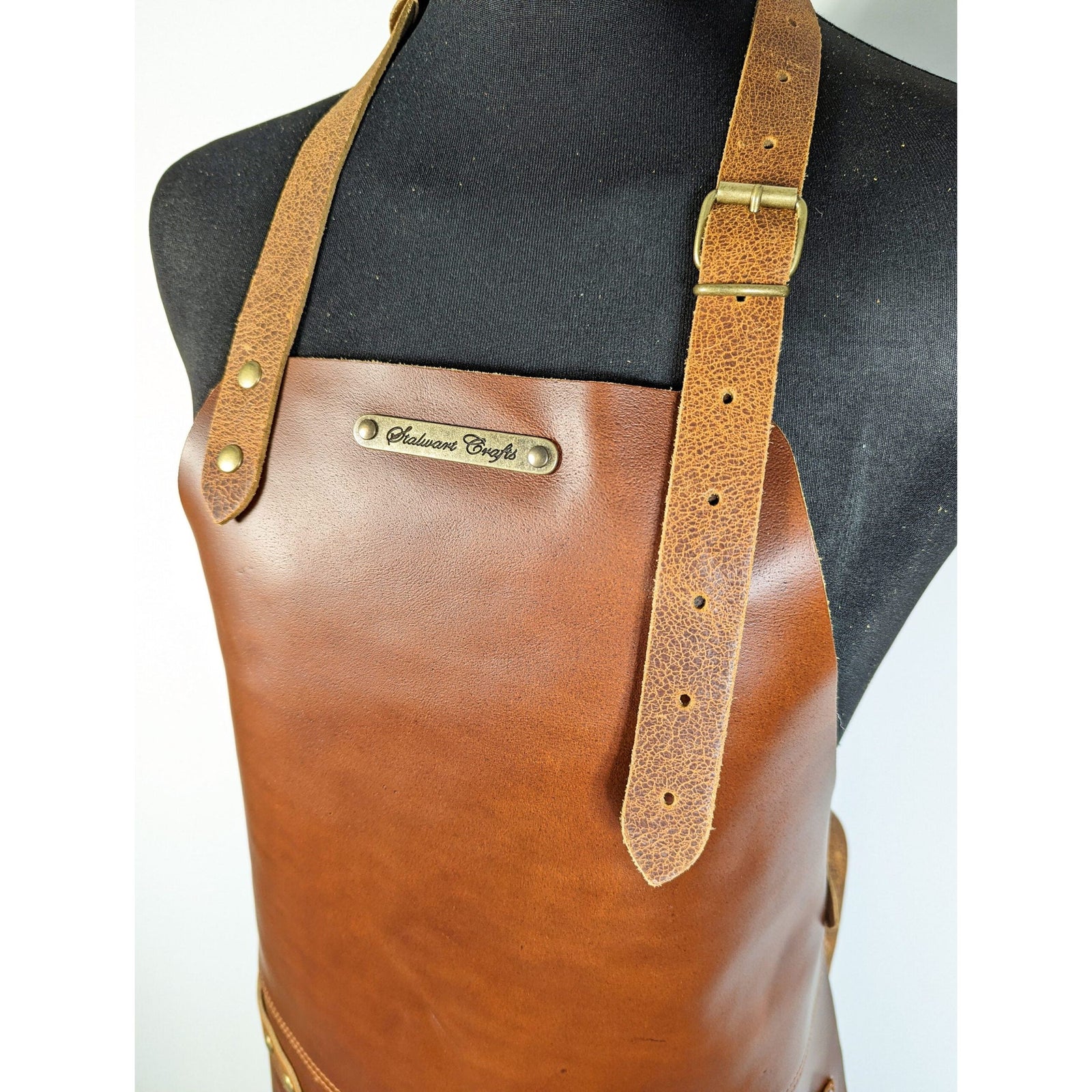 The classic BBQ, rustic leather apron 'eco' - warriorgarden