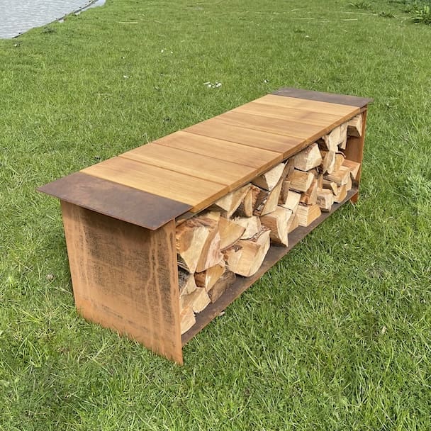Straight Log Store Bench - warriorgarden