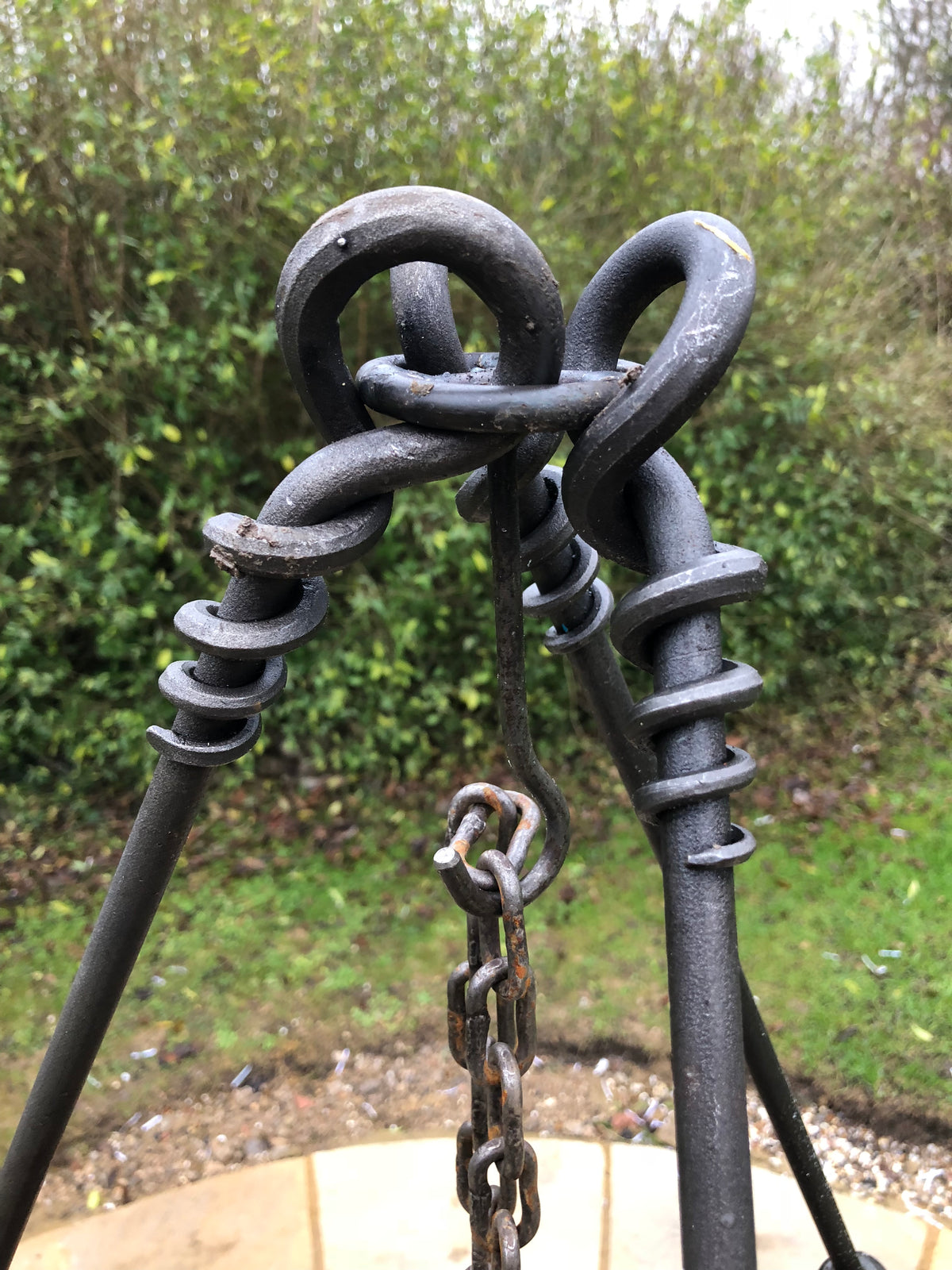 tripod cooking stand metal holding