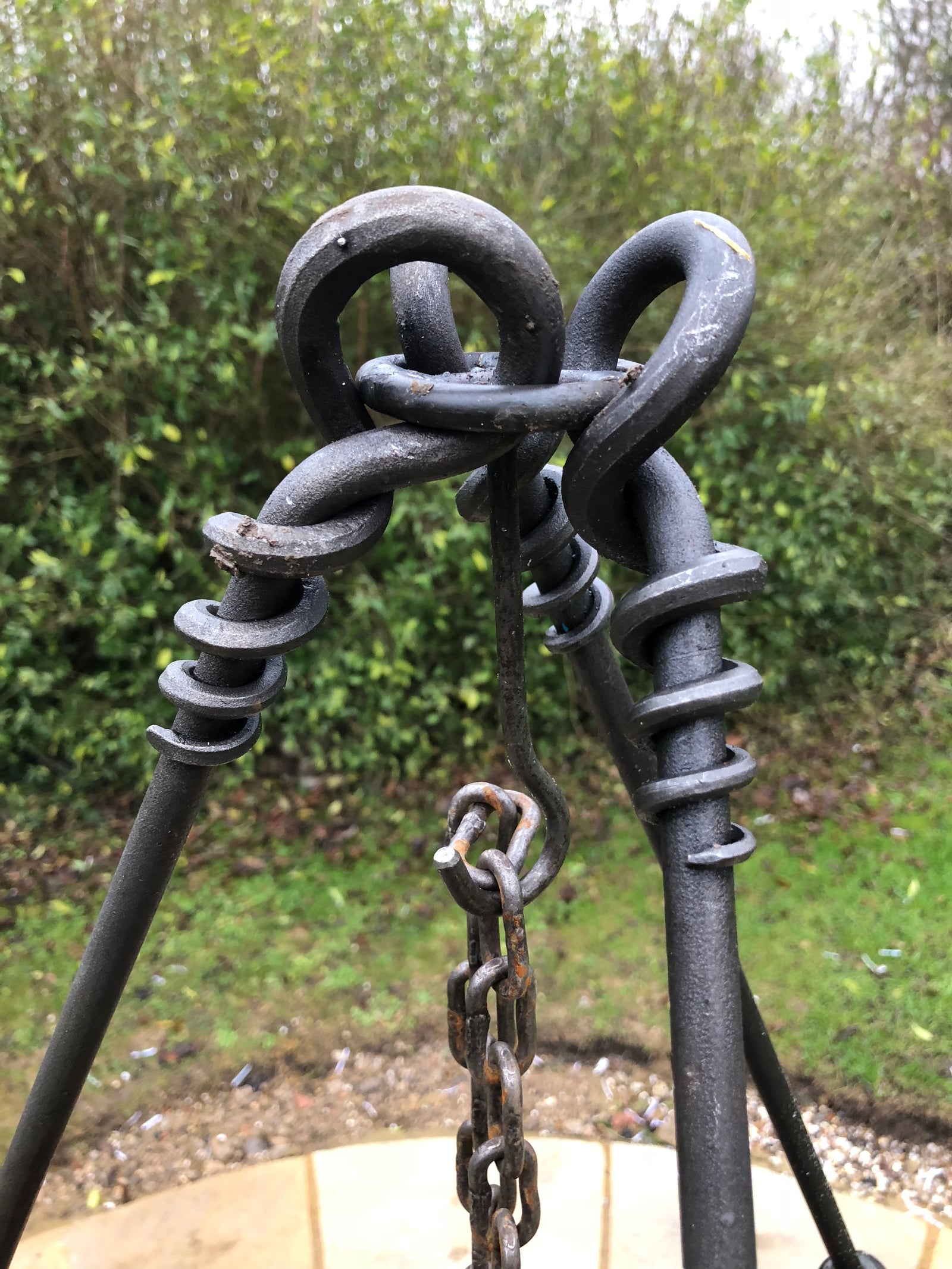 tripod cooking stand metal holding