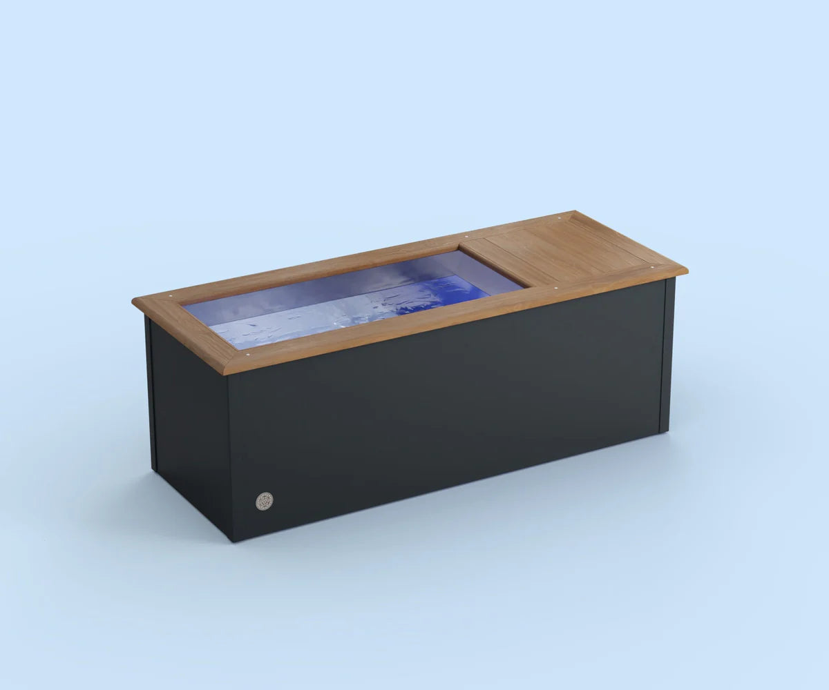 anthracite copperared oak wooden hot tub long view