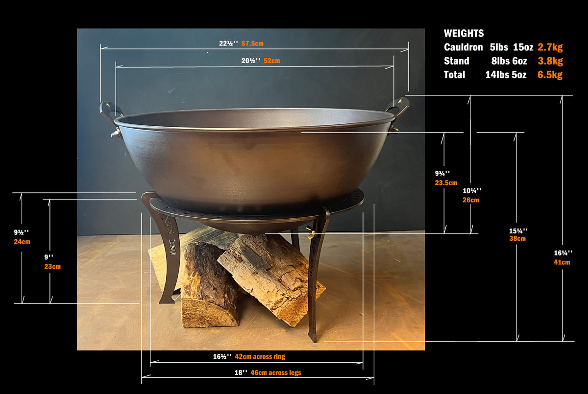 Spun Iron Cauldron & Stand - warriorgarden