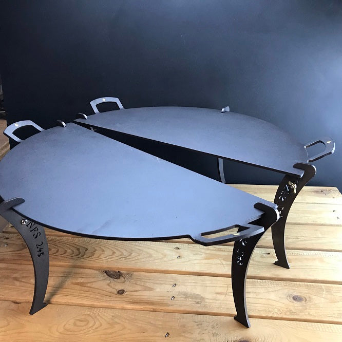 24" Black Iron Split Chapa Griddle Plate - warriorgarden