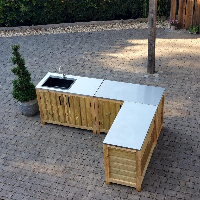 Rustic Outdoor Kitchen Cabinet with Sink - warriorgarden